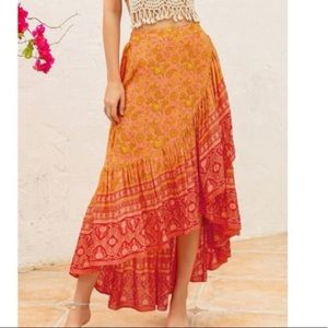 Vibrant Orange and Red Maxi Skirt